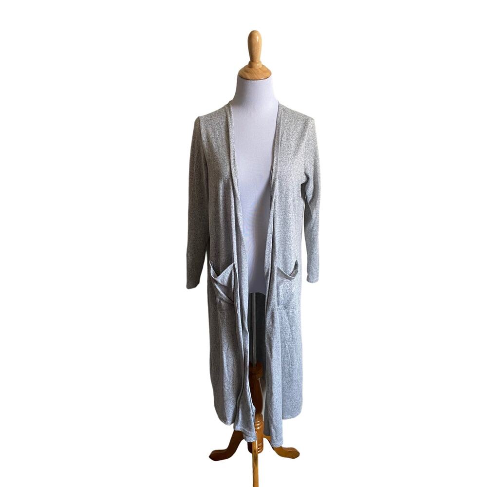 Lularoe Gray Sarah Long Pocketed Open Cardigan Duster Sz M